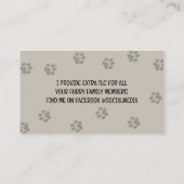 ドッグウォーカーペットシッターおもしろいふわふわ犬 名刺 (裏面)