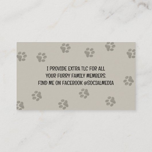 ドッグウォーカーペットシッターおもしろいふわふわ犬 名刺 (裏面)