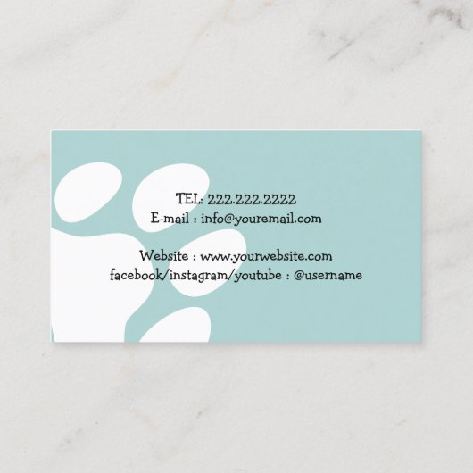 ドッグウォーカーペットシッターかわいいポーハート 名刺 (裏面)