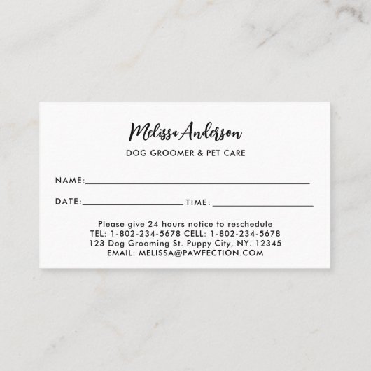 ドッグウォーカーペットシッターかわいいワンちゃんラブラドールビジネス 予約カード (裏面)