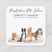 ドッグウォーカーペットシッタートリマープロフェッショナルQRコード スクエア名刺 (正面)