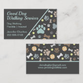 ドッグウォーカーペットシッターポープリントブルー 名刺 (正面/裏面)