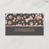 ドッグウォーカーペットシッターポー印刷バラ金ゴールド 名刺 (裏面)