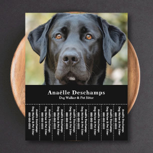 ドッグウォーカーペットシッター写真ティアオフストリップフライヤー チラシ