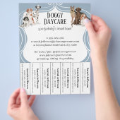 ドッグウォーカーペットシッター水の色ほこりっぽいブルー チラシ (手)