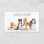 ドッグウォーカーペットシッター犬トリマーウォーター色 名刺 (正面)
