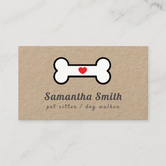 ドッグウォーカーペットシッター犬ボーンハートクラフト 名刺 (正面)