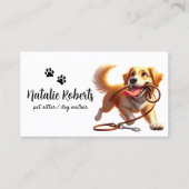 ドッグウォーカーペット座ってハッピードッグが首輪をかむ 名刺 (正面)