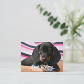 ドッグウォーカーペット座っ気にた子犬 名刺 (スタンド正面)