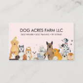 ドッグウォーカーペット座り犬トレーナー水彩 名刺 (正面)