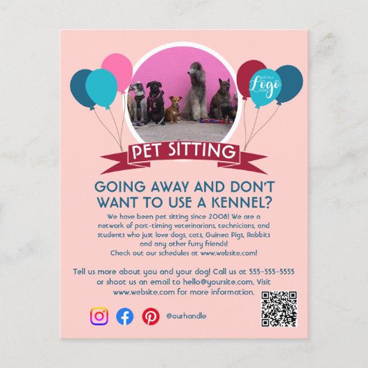 ドッグウォーカーペット着座ペットサービスグルーミングチラシ チラシ (正面)