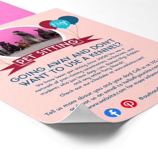 ドッグウォーカーペット着座ペットサービスグルーミングチラシ ポスター (角)