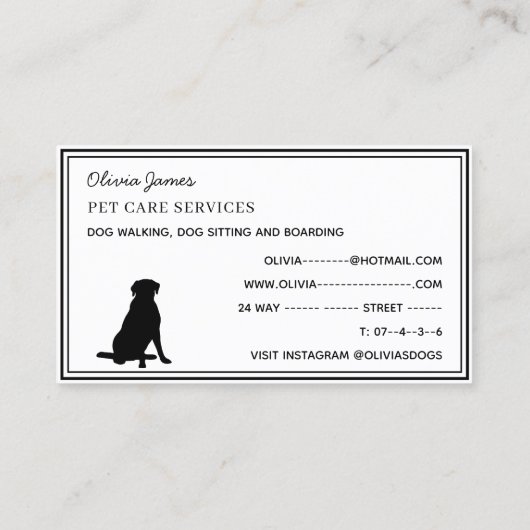 ドッグウォーカーペット・動物気に毛水玉模様 名刺 (裏面)