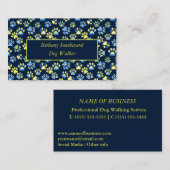 ドッグウォーカーポーズネイビーイエロービジネスカード 名刺 (正面/裏面)