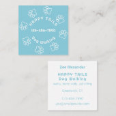 ドッグウォーカーポープリントサークルサマースカイブルー スクエア名刺 (正面/裏面)