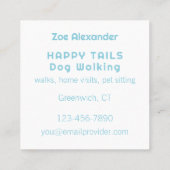 ドッグウォーカーポープリントサークルサマースカイブルー スクエア名刺 (裏面)