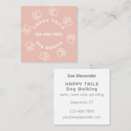 ドッグウォーカーポープリント円モダン赤面ピンク スクエア名刺