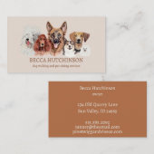 ドッグウォーカーモダンペットシッターのウォーターの色 名刺 (正面/裏面)