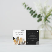 ドッグウォーカーモダンペットシッター水カラーブラック 名刺 (スタンド正面)