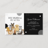 ドッグウォーカーモダンペットシッター水カラーブラック 名刺 (正面)
