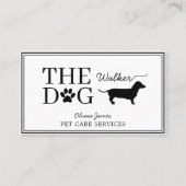 ドッグウォーカーモノクロダックスフントペットケアサービス 名刺 (正面)
