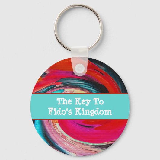 ドッグウォーカーヴィヴィヴィッドスワード絞り染めペットシッター キーホルダー (正面)