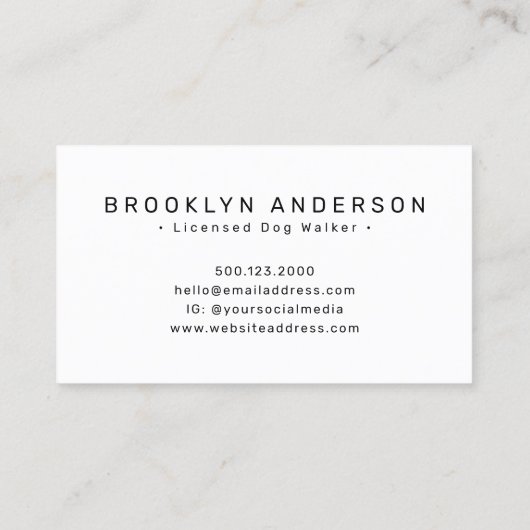 ドッグウォーカー写真 名刺 (裏面)