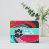 ドッグウォーカー感謝してい絞り染めペットシッターありがとう ポストカード (スタンド正面)