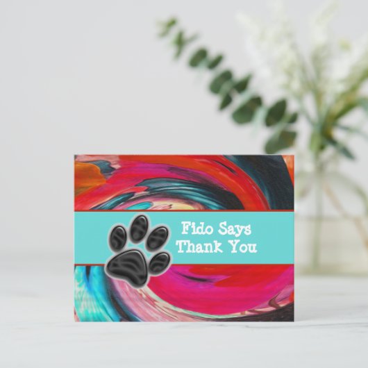 ドッグウォーカー感謝してい絞り染めペットシッターありがとう ポストカード (スタンド正面)