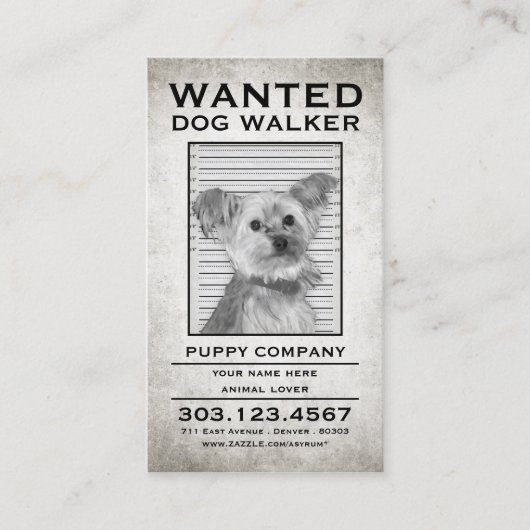 ドッグウォーカー指名手配の切手カード ロイヤリティカード (正面)