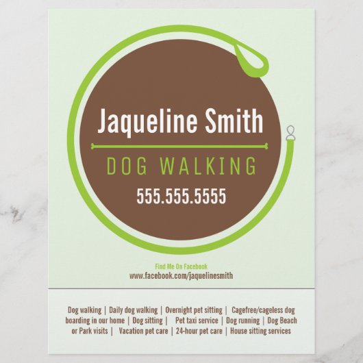 ドッグウォーカー歩くリーシュループグリーンプロモーション チラシ (正面)