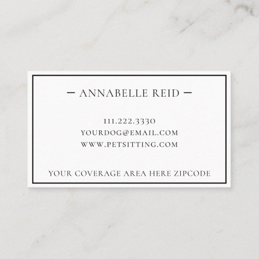 ドッグウォーカー水彩シルエットプロフェッショナル 名刺 (裏面)