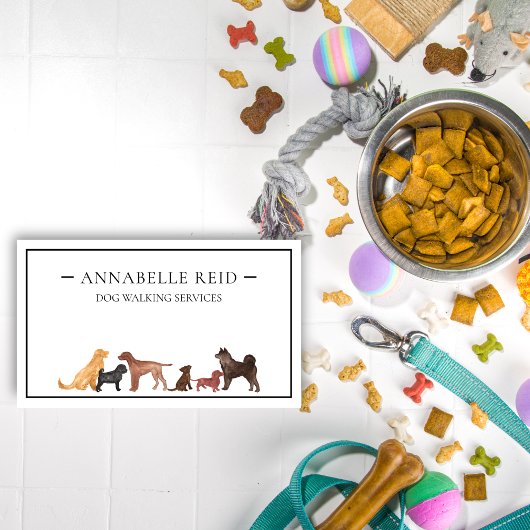 ドッグウォーカー水彩シルエットプロフェッショナル 名刺