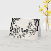 ドッグウォーカー炭スケッチ カード (黄色い花)