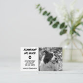 ドッグウォーカー白黒フォトペットシッター 名刺 (スタンド正面)