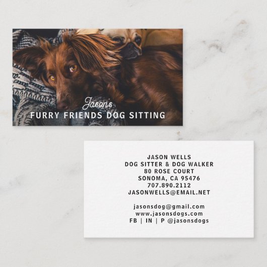 ドッグウォーカー着座保育サービス 名刺 (正面/裏面)