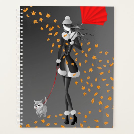 ドッグウォーカー紅葉ブラック プランナー手帳 (正面)
