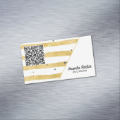 ドッグウォーカー茶色の水彩手書きQRコード マグネット名刺 (インサイチュ)