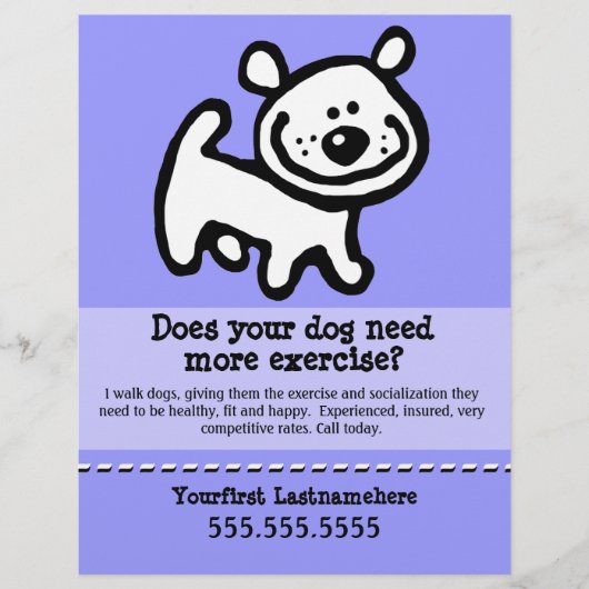 ドッグウォーカー・ウォーキング・カスタマイズ可能。 チラシ (正面)