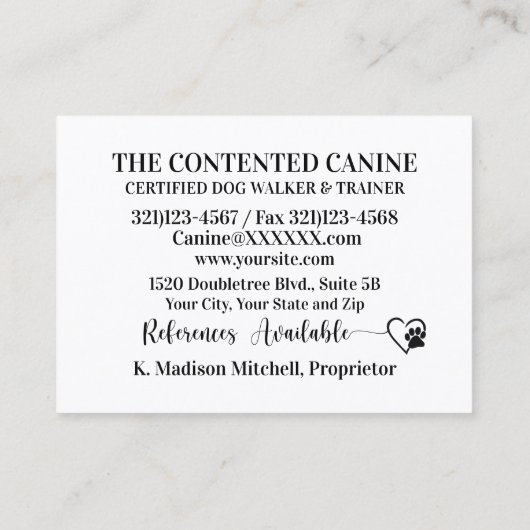 ドッグウォーカー/トリマー/その他- SRF名刺 名刺 (裏面)