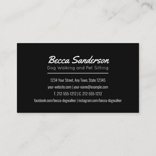 ドッグウォーカー、トリマー、ペットシッター、獣エレガント医 名刺 (裏面)