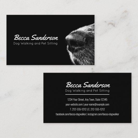 ドッグウォーカー、トリマー、ペットシッター、獣エレガント医 名刺 (正面/裏面)