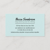 ドッグウォーカー、トリマー、ペットシッター、獣医のウインキングドッグ 名刺 (裏面)