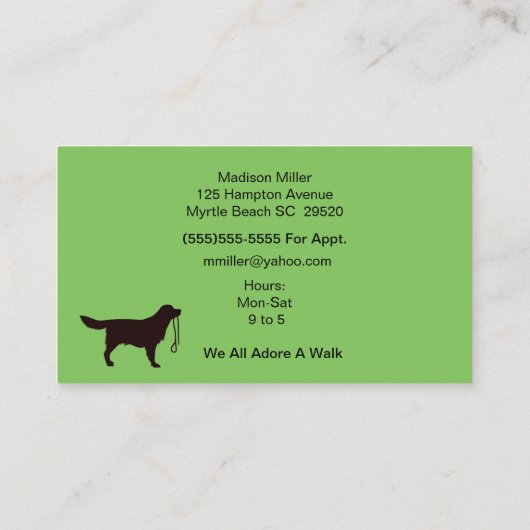 ドッグウォーカー/ペットシッターひまわり名刺 名刺 (裏面)