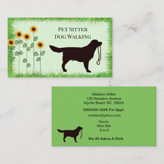 ドッグウォーカー/ペットシッターひまわり名刺 名刺 (正面/裏面)