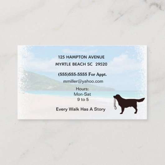 ドッグウォーカー/ペットシッタービーチ自然名刺 名刺 (裏面)