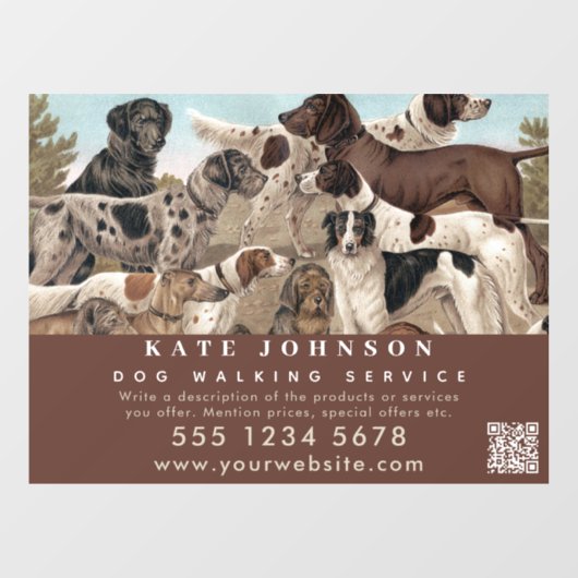 ドッグウォーカー ペットシッター 動物ケアのプロフェッショナル ウィンドウサイン (シート)