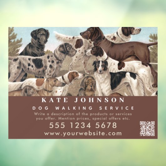 ドッグウォーカー ペットシッター 動物ケアのプロフェッショナル ウィンドウサイン (シート3)