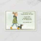 ドッグウォーカー | ペットシッター | 女の子歩く犬 名刺 (裏面)