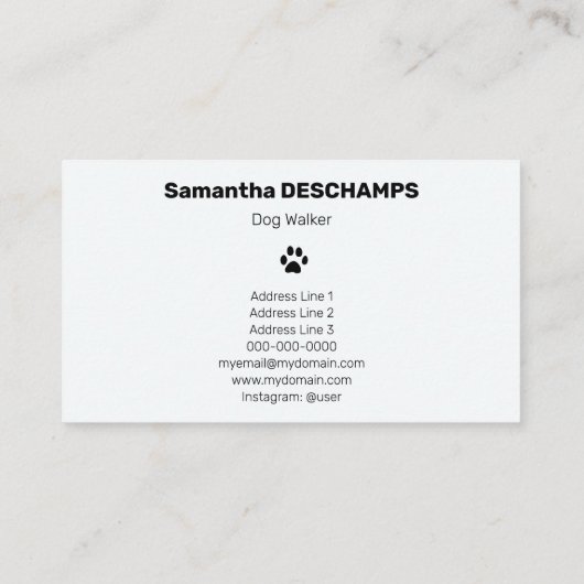 ドッグウォーカー 名刺 (裏面)